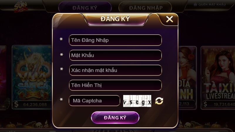 Đăng ký tài khoản Sunwin