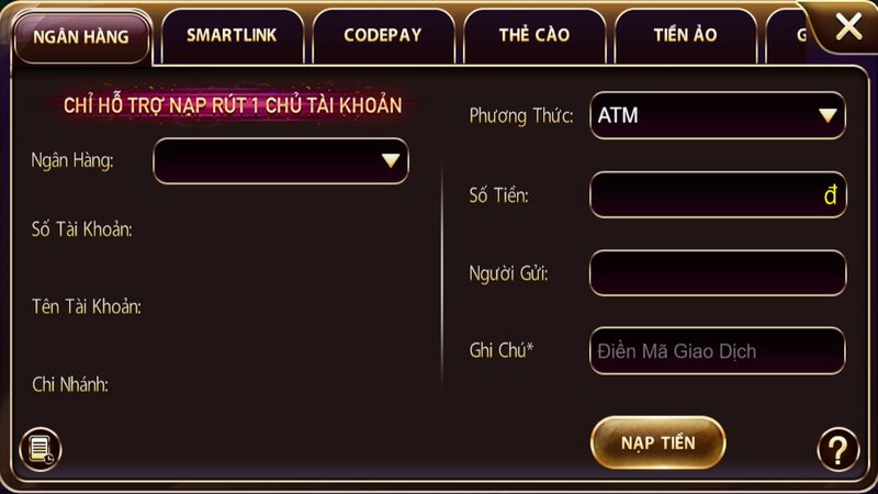 Nạp tiền qua ngân hàng Nhatvip