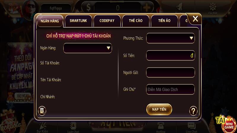 Nạp tiền qua ngân hàng Zowin