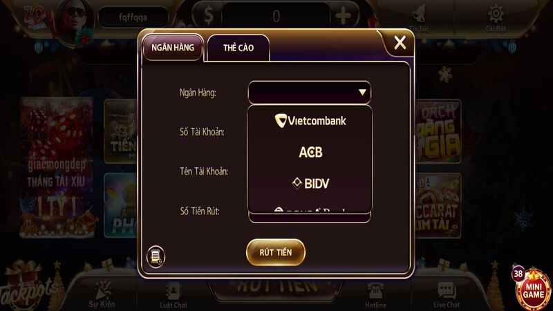 Rút tiền Zowin qua ngân hàng