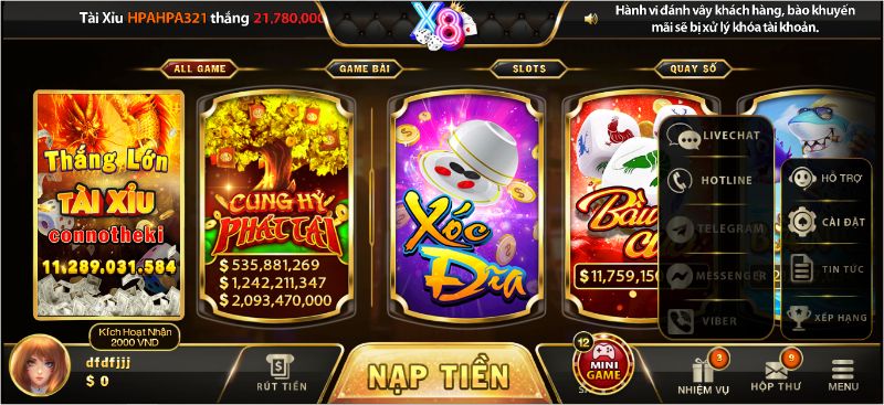 Đội ngũ nhân viên tư vấn hỗ trợ của X8 Club luôn có mặt khi game thủ cần