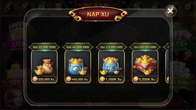 Nạp tiền nhanh chóng để có thể bắt đầu chơi game
