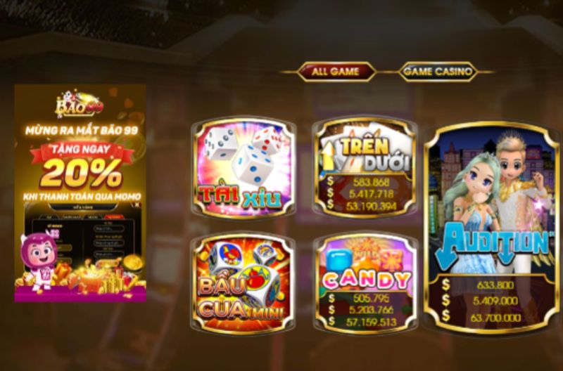 Bao 99 Club sở hữu cho mình những tựa game đổi thưởng hot nhất hiện nay