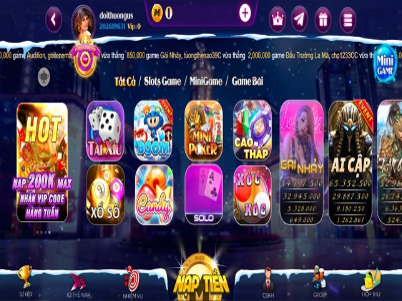 Kho game đa dạng thể loại của MaxVip