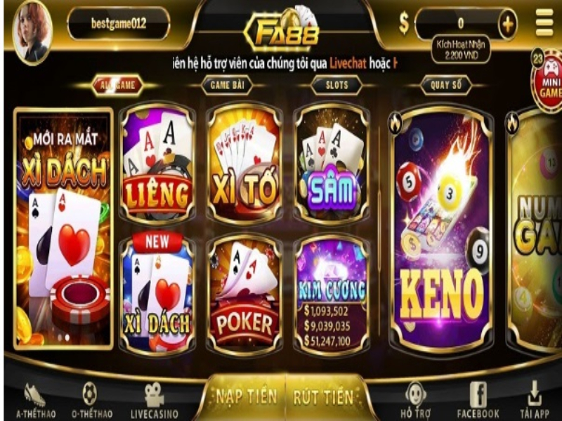 Kho game khủng của Fa88 Club