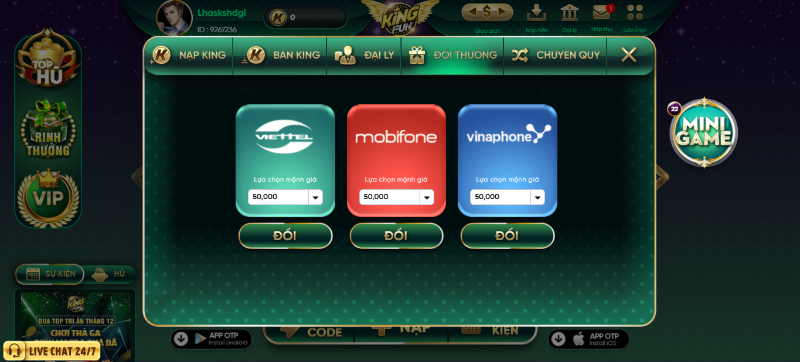 Hệ thống nạp rút tiền siêu nhanh