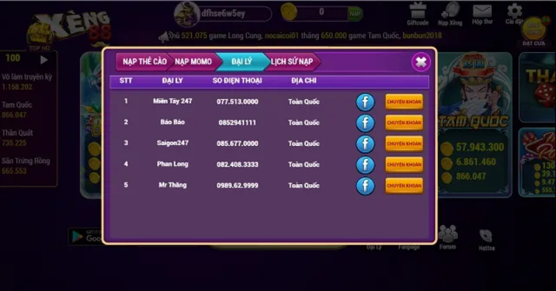 Nạp/rút dễ dàng hơn Xeng88