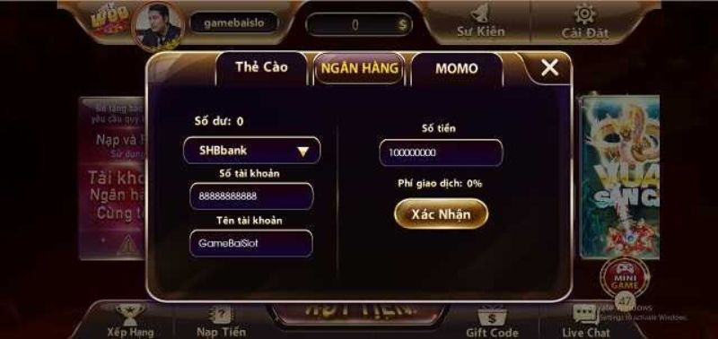 Các bước nạp rút tiền tại cổng game W99