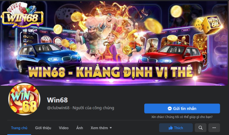 Fanpage cổng game Win68