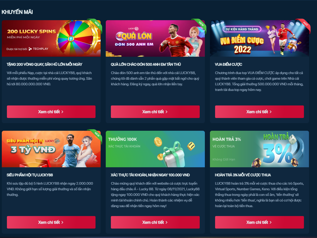 Vô vàn những khuyến mãi hấp dẫn đến từ nhà cái LUCKY88