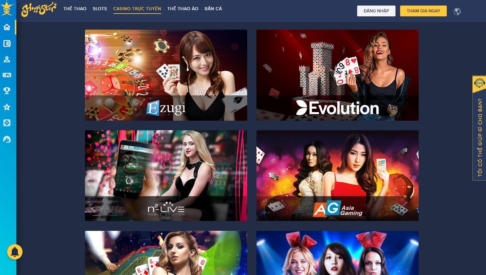 Các trò cá cược có mặt tại HAPPISTAR