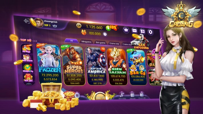 Kho game bài hot tại cổng game ChoangClub có hơn 20 trò chơi